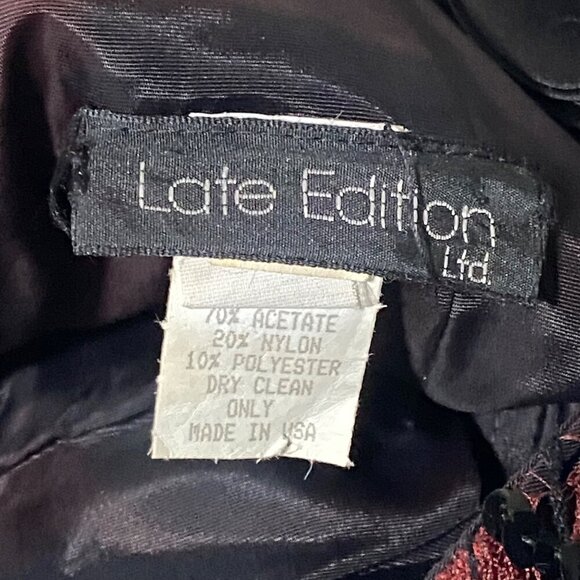 Vintage Late Edition Sequins Evening Dress Burgundy Black Size 14 - Picture 6 of 8